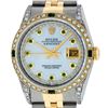 Image 1 : Rolex Mens Two Tone 18KT Yellow Gold Emerald and Diamond Datejust Wristwatch