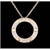 Image 1 : 18KT Rose Gold 0.62ctw Diamond Pendant with Chain