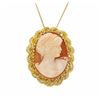 Image 1 : 18KT Yellow Gold Cameo Pin/Pendant with Chain