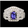 Image 1 : 18KT White Gold 1.09ctw Tanzanite and Diamond Ring