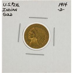 1914-D $2 1/2 Indian Head Quarter Eagle Gold Coin