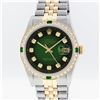 Image 1 : Rolex Men's Two Tone Green Vignette Diamond and Emerald Datejust Wristwatch