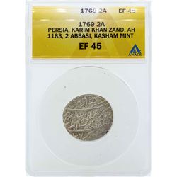 1769 Persia 2 Abbasi Karim Khan Zand Coin ANACS EF45