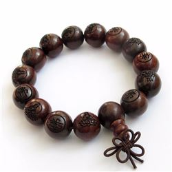 Natural Wood Buddhist Mantra Engraved Prayer Beads