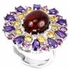 Image 2 : NATURAL AMBER AMETHYST CITRINE & RHODOLITE GARNET RING