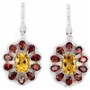 Image 1 : NATURAL ORANGISH YELLOW CITRINE, GARNET Earrings