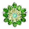 Image 1 : NATURAL GREEN EMERALD PERIDOT CHROME DIOPSIDE Ring