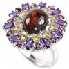 Image 2 : NATURAL AMBER AMETHYST CITRINE & RHODOLITE GARNET RING