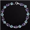 Image 1 : NATURAL PURPLE AMETHYST & SKY BLUE TOPAZ BRACELET