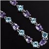 Image 2 : NATURAL PURPLE AMETHYST & SKY BLUE TOPAZ BRACELET