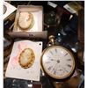 Image 1 : WALTHAM POCKET WATCH & 2 GOLD FILLED CAMEOS