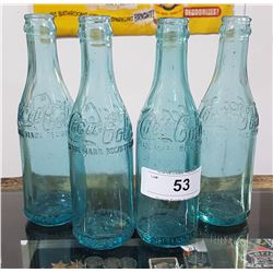 LOT OF 4 ANTIQUE STRAIGHT SIDE COCA COLA BOTTLES