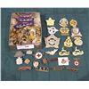Image 1 : BOX LOT OF MISC ARMY BADGES, POST OFFICE BADGES, BUTTONS ETC