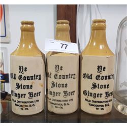 THREE STONE WARE GINGER BEER BOTTLES