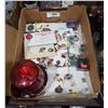 Image 1 : BOX LOT OF COLLECTIBLE PINS, EMERGENCY LIGHT RADIO ETC