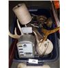 Image 1 : BOX LOT OF ANTLERS, BULL SKULL, MISC COLLECTIBLES ETC