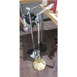 THREE MICROPHONE STANDS & TWO MICROPHONES