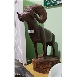 CARVED WOOD RAM STATUE