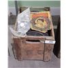 Image 1 : 7UP WOODEN POP CRATE W/MISC RECORDS