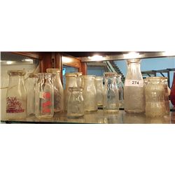 LOT OF 10 ANTIQUE/VINTAGE MILK & CREAM BOTTLES