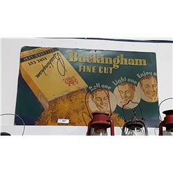 1940'S BUCKINGHAM TOBACCO CARDBOARD SIGN