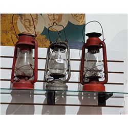 THREE VINTAGE BEACON BARN LANTERNS