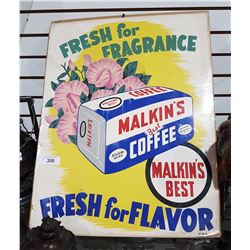 MALKINS COFFEE CARDBOARD STORE ADVERTISEMENT