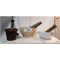 THREE MORTAR & PESTLES