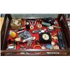 Image 2 : DISPLAY CASE W/TIN TYPE PHOTOS, POCKET KNIVES, RAZORS, WATCHES ETC