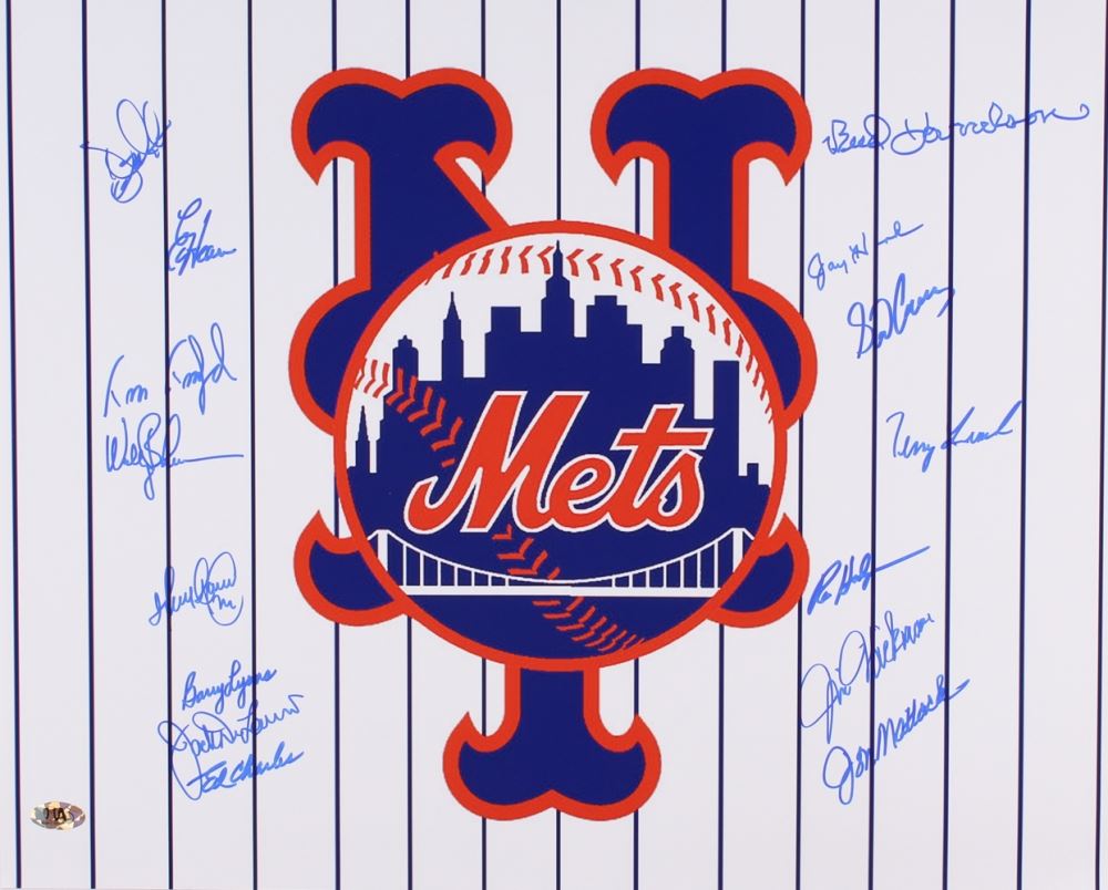 Mets 16x20 Photo Signed by (15) with Wally Backman, Jack DiLauro, Sid ...