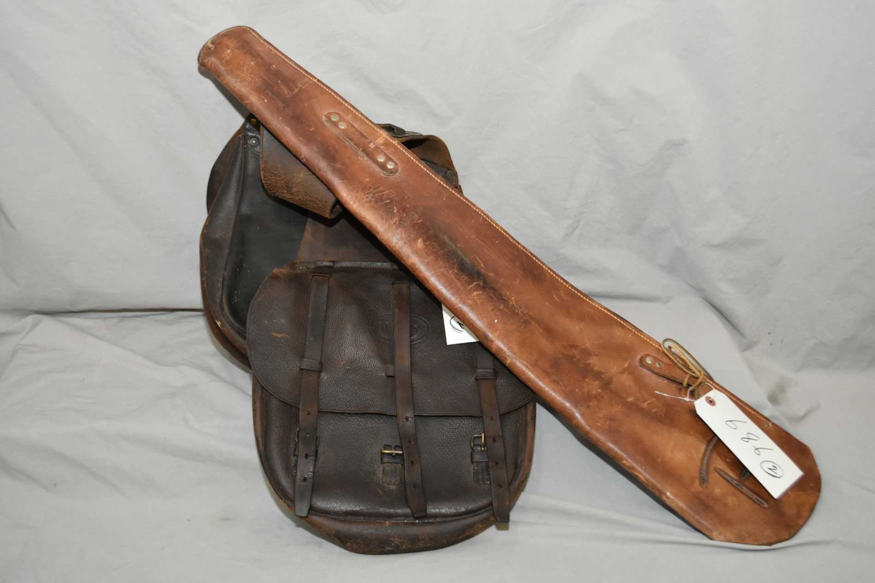 old leather saddle bags