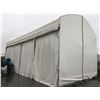 Image 1 : LARGE WHITE OUTDOOR STORAGE TENT WITH CURTAIN SIDE OPENING - APPROX. 40 X 21 FT