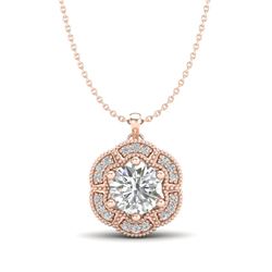 1.01 CTW VS/SI Diamond Solitaire Art Deco Stud Necklace 18K Rose Gold - REF-245H5M - 37110