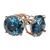Image 4 : 3.15 CTW Certified Intense Blue SI Diamond Solitaire Stud Earrings 10K Rose Gold - REF-379K3W - 3670