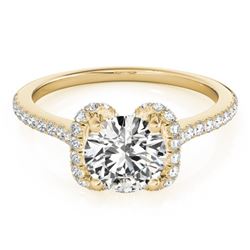 1.33 CTW Certified VS/SI Diamond Solitaire Halo Ring 18K Yellow Gold - REF-371W5H - 26184