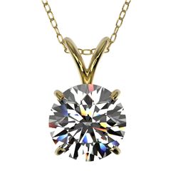 1.55 CTW Certified H-SI/I Quality Diamond Solitaire Necklace 10K Yellow Gold - REF-322X5R - 36798
