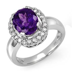 3.90 CTW Tanzanite & Diamond Ring 18K White Gold - REF-143W6H - 11904