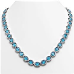 55.41 CTW Swiss Topaz & Diamond Necklace White Gold 10K White Gold - REF-567K5W - 40586