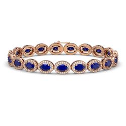 15.2 CTW Sapphire & Diamond Bracelet Rose Gold 10K Rose Gold - REF-244Y2X - 40458