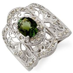 2.15 CTW Green Tourmaline & Diamond Ring 10K White Gold - REF-70V9Y - 11164