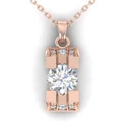 1.15 CTW Certified VS/SI Diamond Art Deco Stud Necklace 14K Rose Gold - REF-123M3F - 30292
