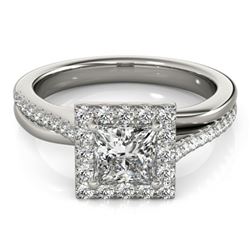 1.50 CTW Certified VS/SI Princess Diamond Solitaire Halo Ring 18K White Gold - REF-399A3V - 27201