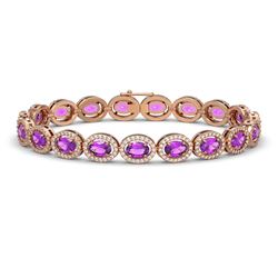 13.11 CTW Amethyst & Diamond Bracelet Rose Gold 10K Rose Gold - REF-229F3N - 40491