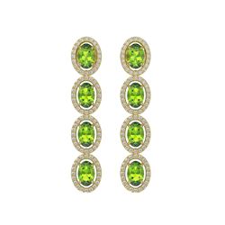 5.88 CTW Peridot & Diamond Earrings Yellow Gold 10K Yellow Gold - REF-112N5A - 40531