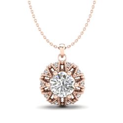 1.20 CTW VS/SI Diamond Art Deco Micro Pave Stud Necklace 18K Rose Gold - REF-220Y2X - 36999