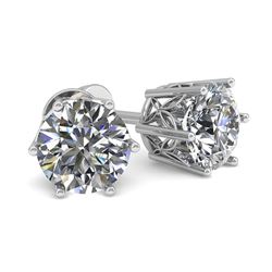 0.53 CTW Certified VS/SI Diamond Stud Solitaire Earrings 18K White Gold - REF-60W7H - 35817