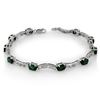 Image 2 : 4.25 CTW Emerald & Diamond Bracelet 14K White Gold - REF-78M2F - 10032