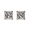 Image 1 : 1 CTW Certified VS/SI Quality Princess Diamond Stud Earrings 10K Rose Gold - REF-147M2F - 33064