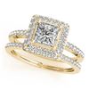 Image 1 : 1.01 CTW Certified VS/SI Princess Diamond 2Pc Set Solitaire Halo 14K Yellow Gold - REF-149W3H - 3135