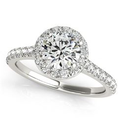 1.11 CTW Certified VS/SI Diamond Solitaire Halo Ring 18K White Gold - REF-213X6R - 26389